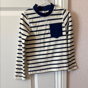 Boden Navy and Cream Striped Long-Sleeve Rash Guard UPF 40 +